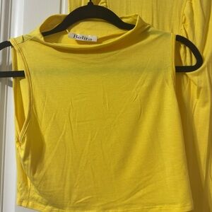 Yellow Sleeveless Mock Neck Crop Top